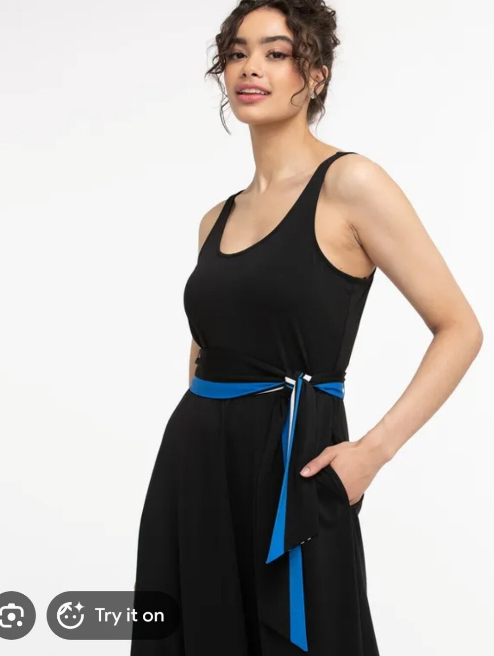 Women’s Jersey Knit Scoop Neck Tank Dress with Tie Waist